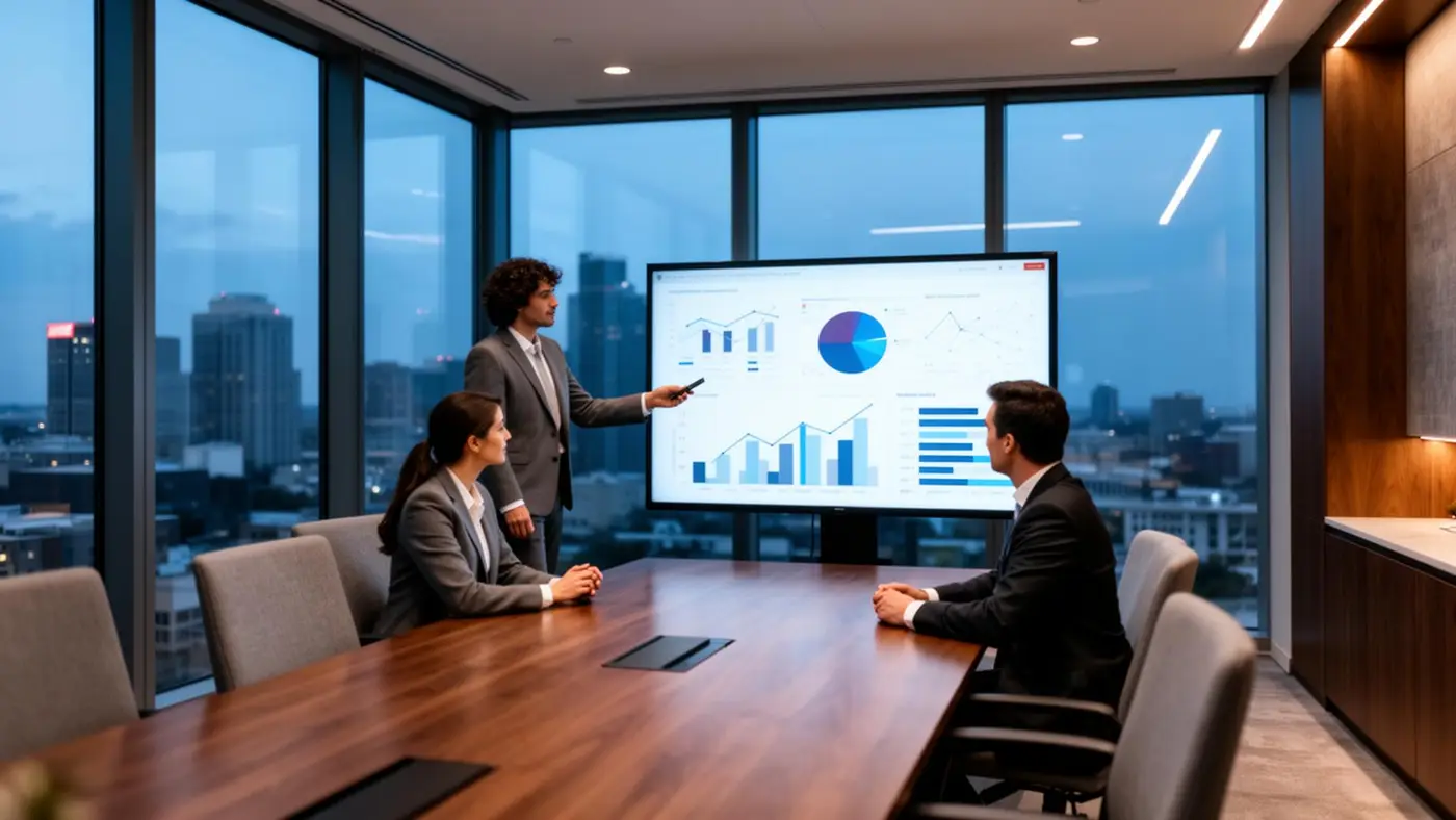 Wellaar consultants reviewing analytics in a Houston office